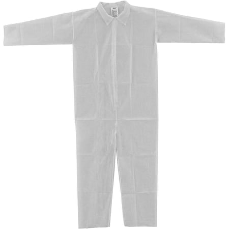 Global Industrial Disposable Polypropylene Coverall, Open Wrists/Ankles, White, Large, 25PK 708185L